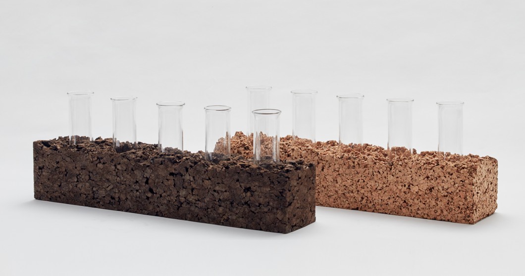 Rectangular Cork and Glass Vase Set Light Cork placeholder